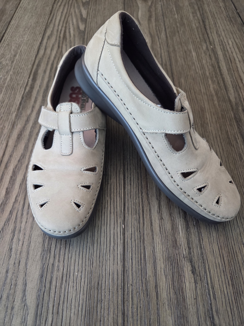 SAS Roamers Sage Beige Mary Jane Flats with Cutouts